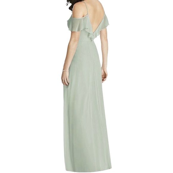 Dessy Collection Ruffled Cold Shoulder Chiffon Maxi Dress Willow Style 3020 - Picture 2 of 9